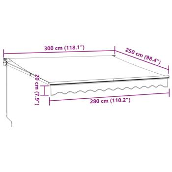 Markise Einziehbar Anthrazit und Weiß 3x2,5 m Stoff & Aluminium