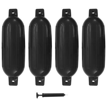 ARDEBO.de - Bootsfender 4 Stk. Schwarz 58,5x16,5 cm PVC
