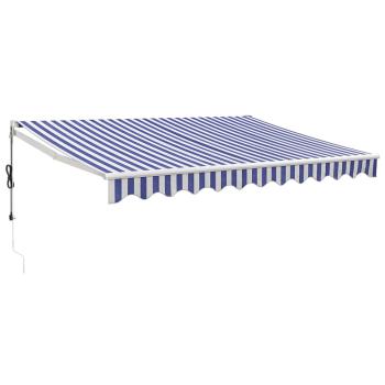 Elektrische Markise mit Kurbel Blau und Weiß 3,5x2,5 m
