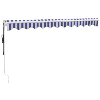 Elektrische Markise mit Kurbel Blau und Weiß 3,5x2,5 m