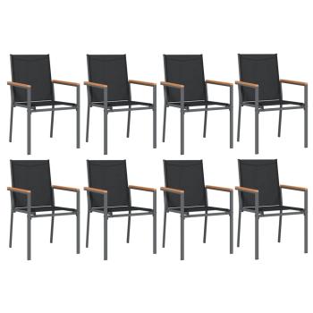 9-tlg. Garten-Essgruppe Schwarz Textilene und Stahl