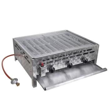 ARDEBO.de - vidXL Gastro-Gasgrill 3 Flammen Edelstahl Silbern