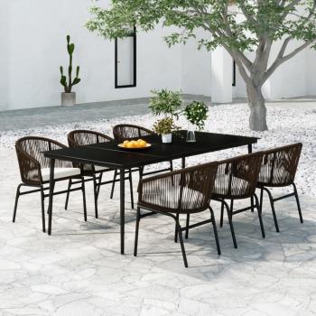 ARDEBO.de - 7-tlg. Garten-Essgruppe Braun