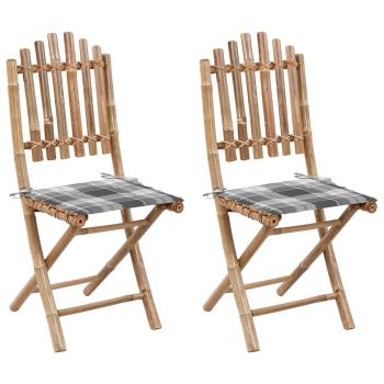ARDEBO.de - Klappbare Gartenstühle 2 Stk. mit Kissen Bambus