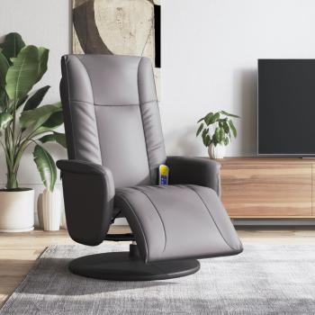 ARDEBO.de - Massagesessel mit Fußteil Grau Kunstleder