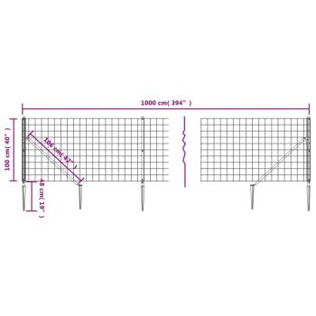 Maschendrahtzaun mit Bodenhülsen Grün 1x10 m