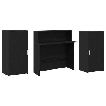 Empfangstheke Schwarz Eichen-Optik 200x50x103,5cm Holzwerkstoff