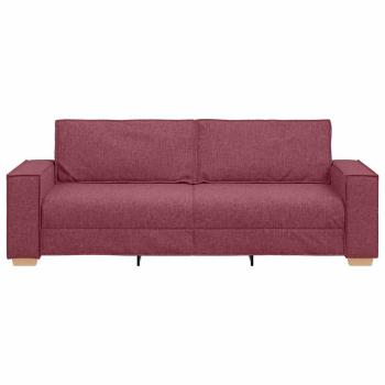 3-Sitzer Sofa Stuhl Hellgrau 59 cm Stoff Burgunderrot Polyester