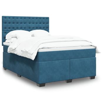 ARDEBO.de - Boxspringbett mit Matratze Blau 160x200 cm Samt