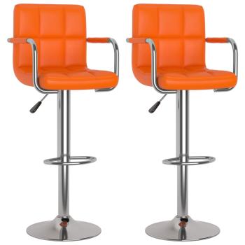 Barhocker 2 Stk. Orange Kunstleder