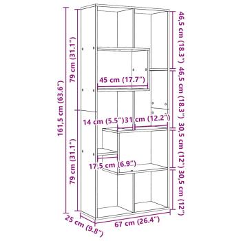 Raumteiler-Bücherregal Artisan-Eiche 67x25x161,5 cm