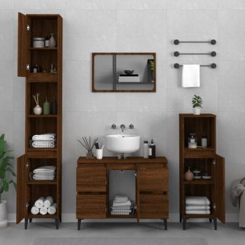 ARDEBO.de - 3-tlg. Badmöbel-Set Braun Eichen-Optik Holzwerkstoff