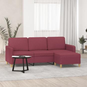 ARDEBO.de - 3-Sitzer-Sofa mit Hocker Weinrot 180 cm Stoff