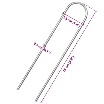 Bodenanker 50 Stk. U-Form 15x3,5 cm Verzinkter Stahl