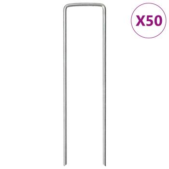 ARDEBO.de - Bodenanker 50 Stk. U-Form 15x3,5 cm Verzinkter Stahl