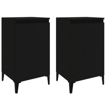 Nachttische 2 Stk. Schwarz 40x35x70 cm Holzwerkstoff