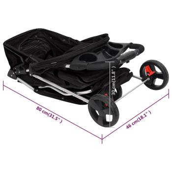 Hundewagen Faltbar Schwarz 80x46x98 cm Oxford-Gewebe