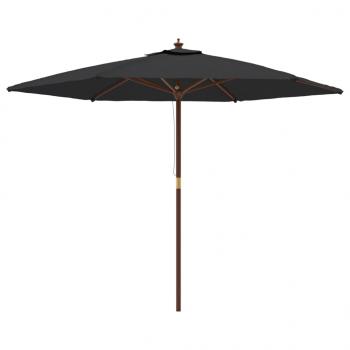 Sonnenschirm mit Holzmast Schwarz 299x240 cm