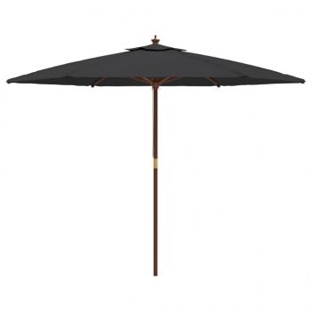 Sonnenschirm mit Holzmast Schwarz 299x240 cm