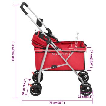 Hundewagen Faltbar Rot 76x50x100 cm Oxford-Gewebe
