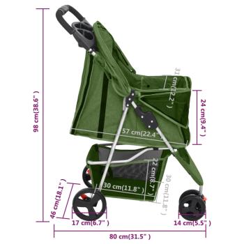 Hundewagen Faltbar Grün 80x46x98 cm Oxford-Gewebe