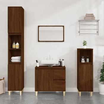 ARDEBO.de - 3-tlg. Badmöbel-Set Braun Eichen-Optik Holzwerkstoff