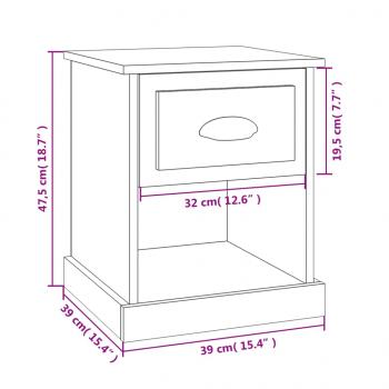 Nachttische 2 Stk. Grau Sonoma 39x39x47,5 cm Holzwerkstoff