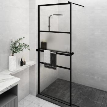 ARDEBO.de - Duschwand mit Ablage für Walk-In-Dusche Schwarz 80x195 cm ESG