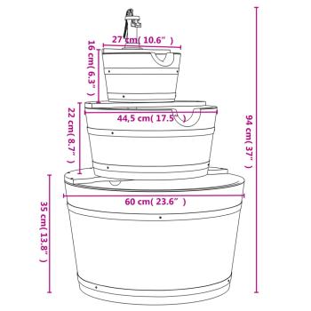 ARDEBO.de - Gartenbrunnen mit Pumpe 60x60x94 cm Massivholz Tanne