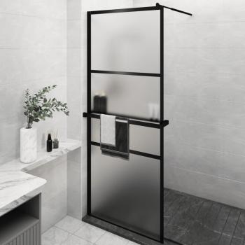 ARDEBO.de - Duschwand mit Ablage für Walk-In-Dusche Schwarz 80x195 cm ESG