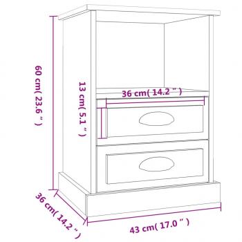 Nachttische 2 Stk. Betongrau 43x36x60 cm