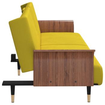 ARDEBO.de - Schlafsofa mit Getränkehaltern Gelb Samt