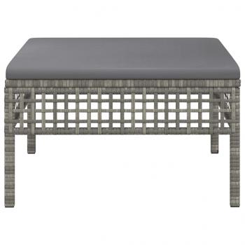 Gartenhocker mit Kissen Grau Poly Rattan