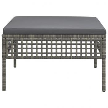 Gartenhocker mit Kissen Grau Poly Rattan