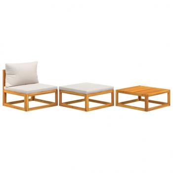 3-tlg. Garten-Lounge-Set mit Kissen Massivholz Akazie