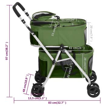 Hundewagen für 2 Hunde Faltbar Grün 83x48x97 cm Oxford-Gewebe