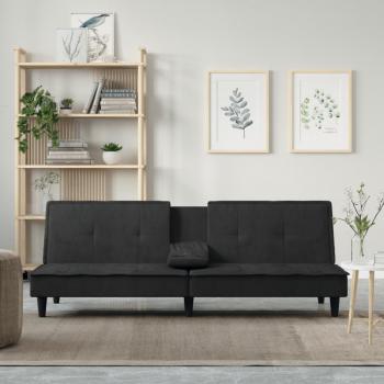 ARDEBO.de - Schlafsofa mit Getränkehaltern Schwarz Samt