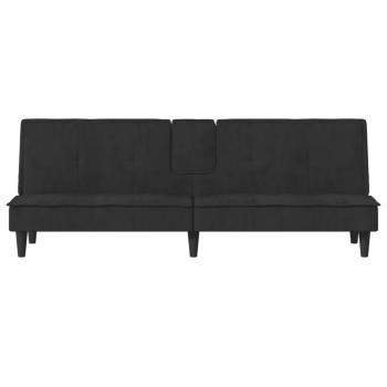 Schlafsofa mit Getränkehaltern Schwarz Samt