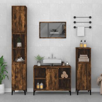 ARDEBO.de - 3-tlg. Badmöbel-Set Räuchereiche Holzwerkstoff