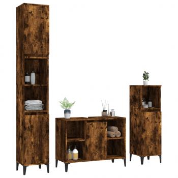 3-tlg. Badmöbel-Set Räuchereiche Holzwerkstoff