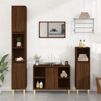 ARDEBO.de - 3-tlg. Badmöbel-Set Braun Eichen-Optik Holzwerkstoff