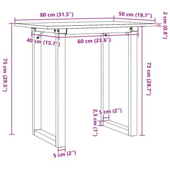 Esstisch O-Gestell 80x50x75 cm Massivholz Kiefer und Gusseisen