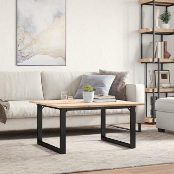 Couchtisch O-Gestell 80x80x45cm Massivholz Kiefer und Gusseisen