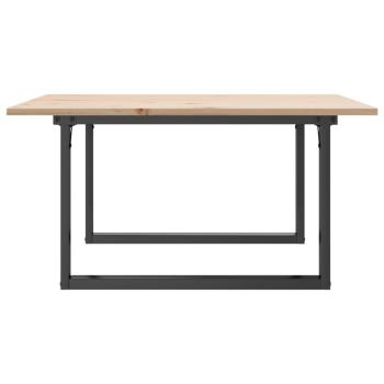 Couchtisch O-Gestell 80x80x45cm Massivholz Kiefer und Gusseisen