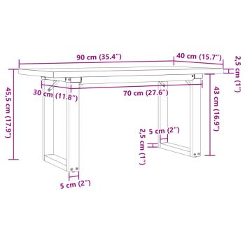 Couchtisch O-Gestell 90x40x45,5cm Massivholz Kiefer & Gusseisen