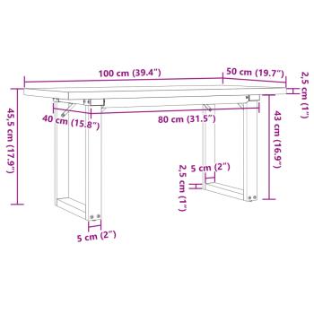 Couchtisch O-Gestell 100x50x45,5 cm Massivholz Kiefer Gusseisen