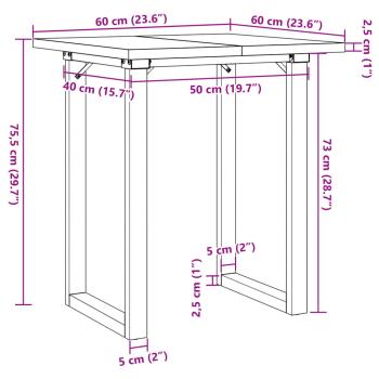 Esstisch O-Gestell 60x60x75,5 cm Massivholz Kiefer & Gusseisen