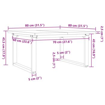 Couchtisch O-Gestell 80x80x45,5cm Massivholz Kiefer & Gusseisen