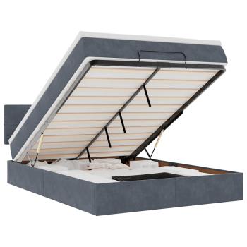 Ottoman-Bett mit Matratze & LEDs Dunkelgrau 140x200 cm Samt