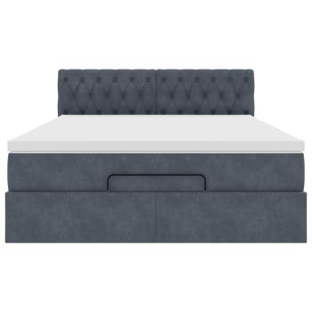 Ottoman-Bett mit Matratze & LEDs Dunkelgrau 140x200 cm Samt